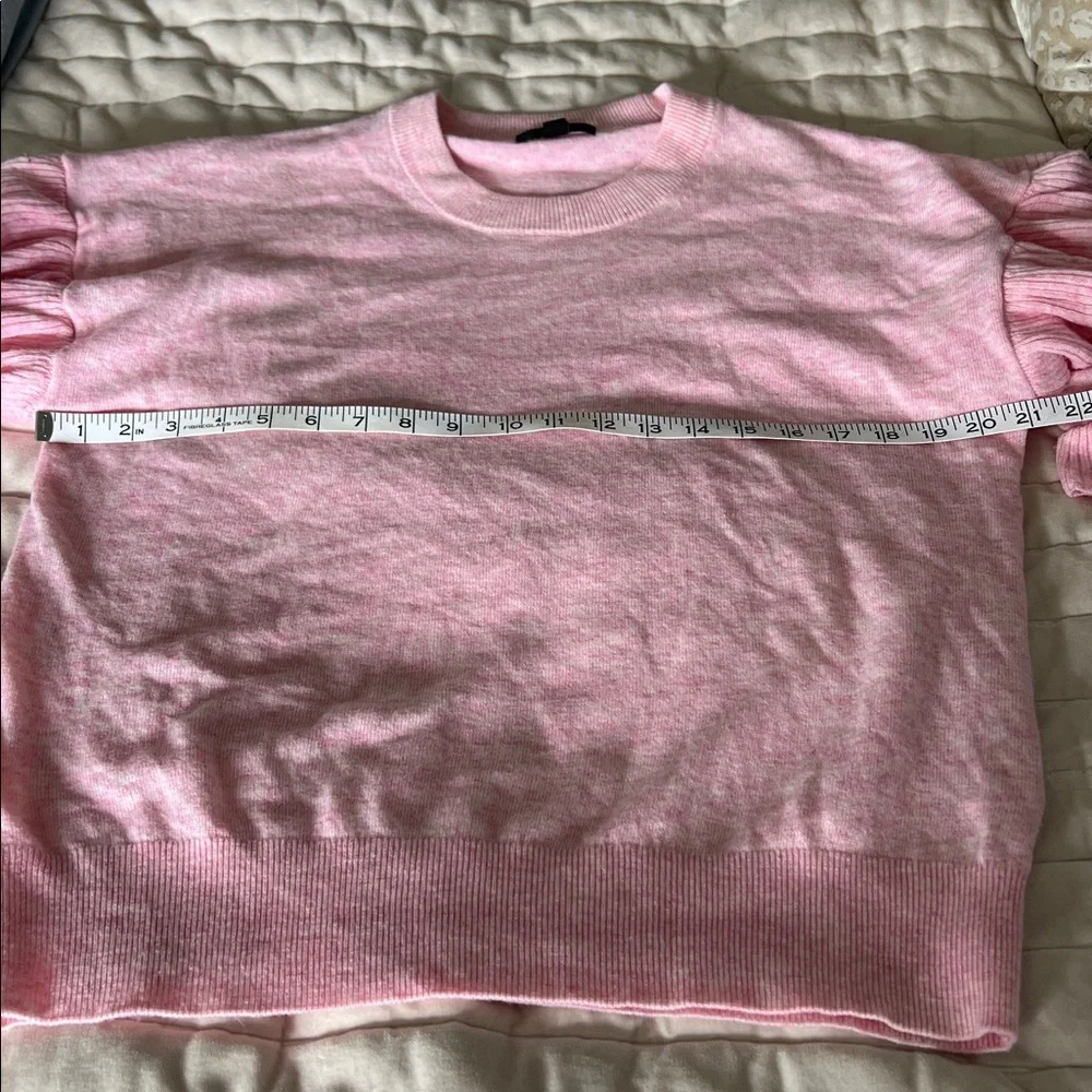 J. Crew Pink Ruffle-Sleeve Crewneck Sweater